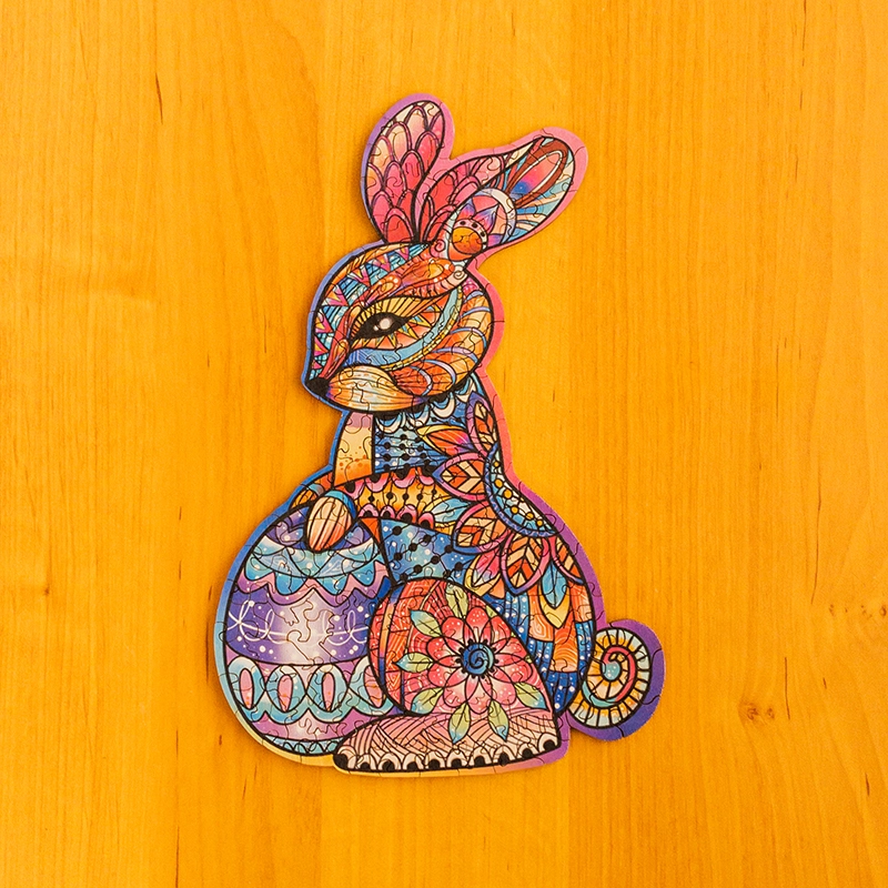 Puzzle de lemn - Lepuraș de Paște 2