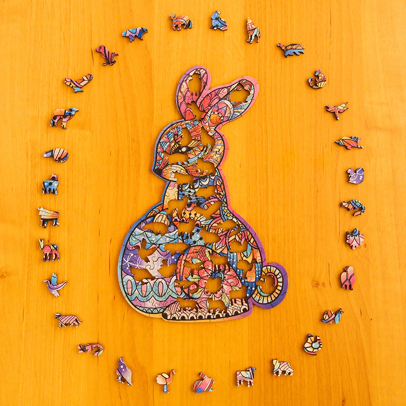 Puzzle de lemn - Lepuraș de Paște3 Puzzle de lemn - Lepuraș de Paște3