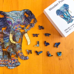 Puzzle de lemn - Elefant exotic 1