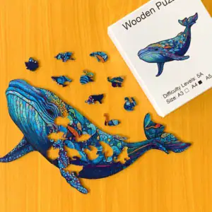 Balenă albastră uimitoare - Puzzle din lemn 1