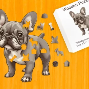 Bulldog francez obraznic - Puzzle din lemn 1