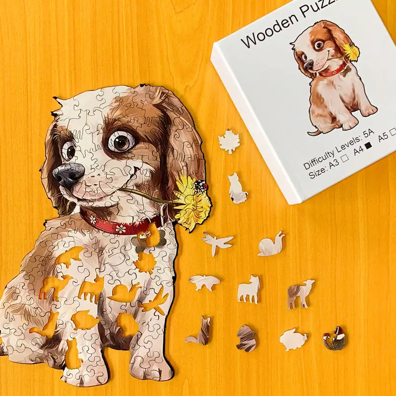 Câine drăguț - Puzzle din lemn 1 Câine drăguț - Puzzle din lemn 1