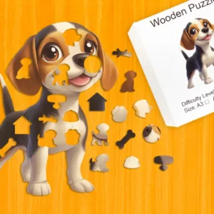 Cățeluș jucăuș - Puzzle din lemn 1