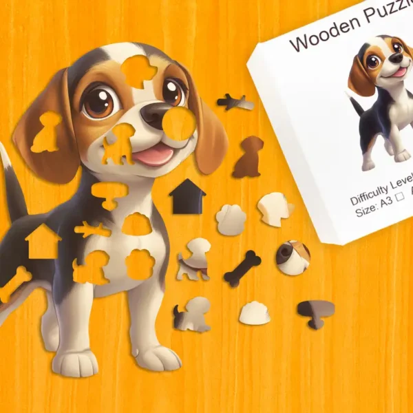Cățeluș jucăuș - Puzzle din lemn 1