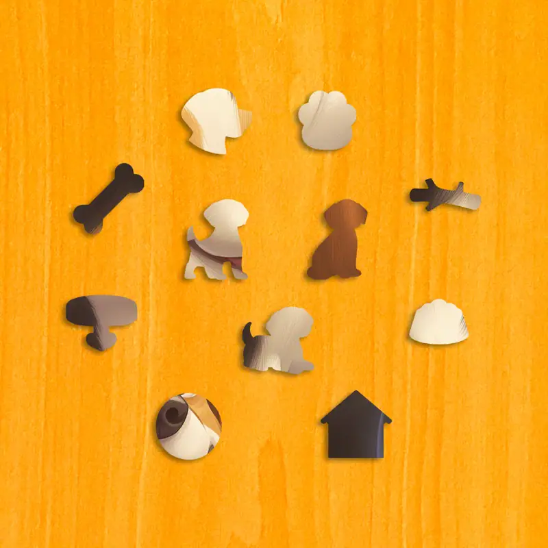 Cățeluș jucăuș - Puzzle din lemn 3 Cățeluș jucăuș - Puzzle din lemn 3
