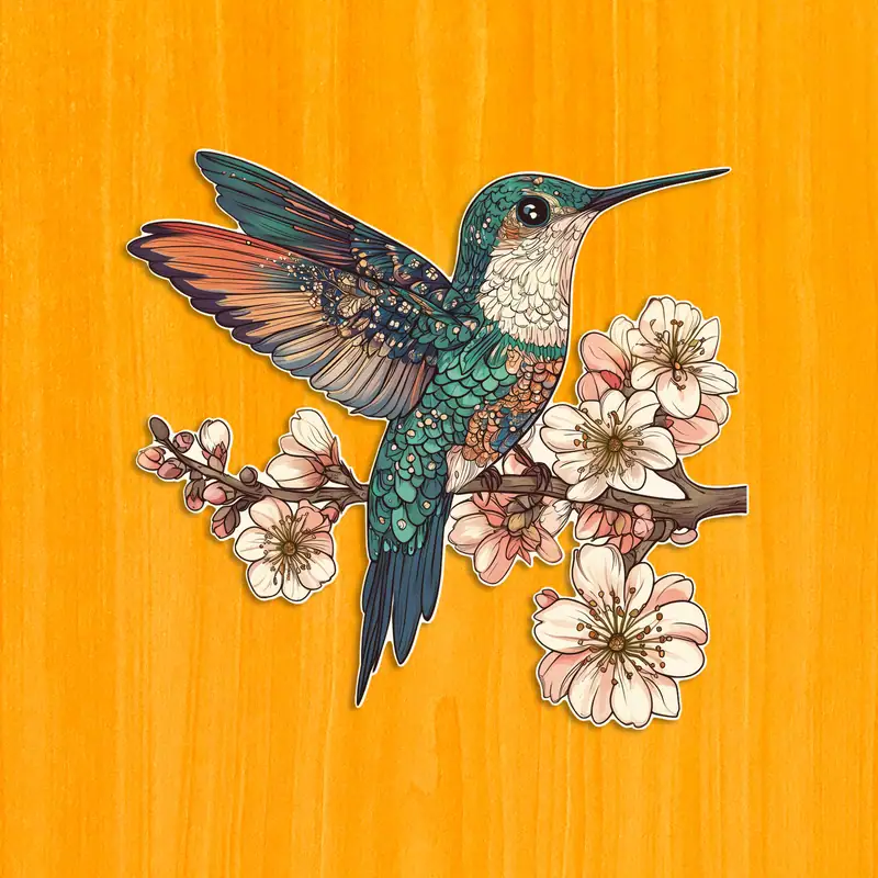 Colibri în timpul înfloririi - Puzzle din lemn 2
