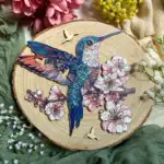 Colibri în timpul înfloririi - Puzzle din lemn 4