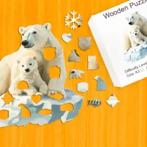 Familie de urși polari - Puzzle din lemn 1