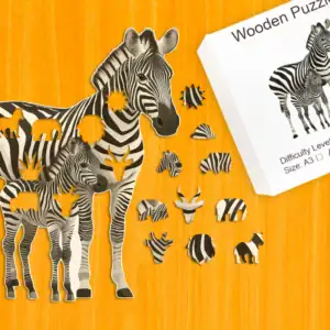 Familie de zebre migratoare - Puzzle din lemn 1