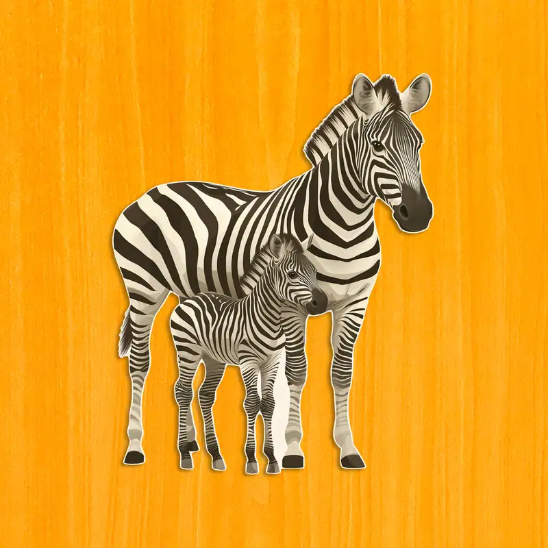 Familie de zebre migratoare - Puzzle din lemn 2