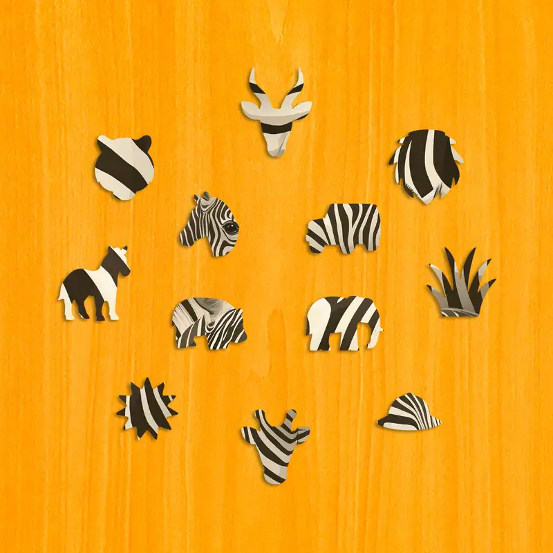 Familie de zebre migratoare - Puzzle din lemn 3 Familie de zebre migratoare - Puzzle din lemn 3