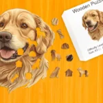 Golden retriever prietenos - Puzzle din lemn 1