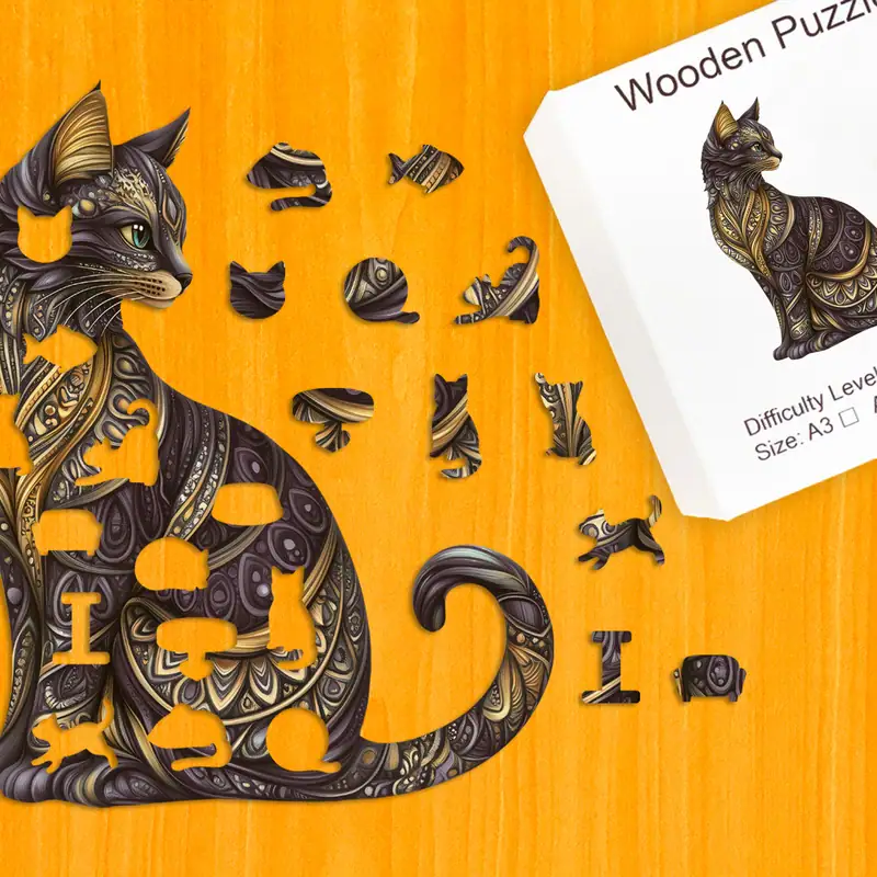 Pisică maiestuoasă - Puzzle din lemn 1