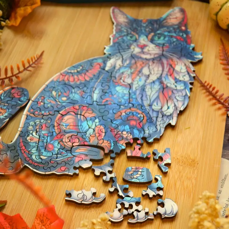Pisică multicoloră - Puzzle din lemn 4 Pisică multicoloră - Puzzle din lemn 4