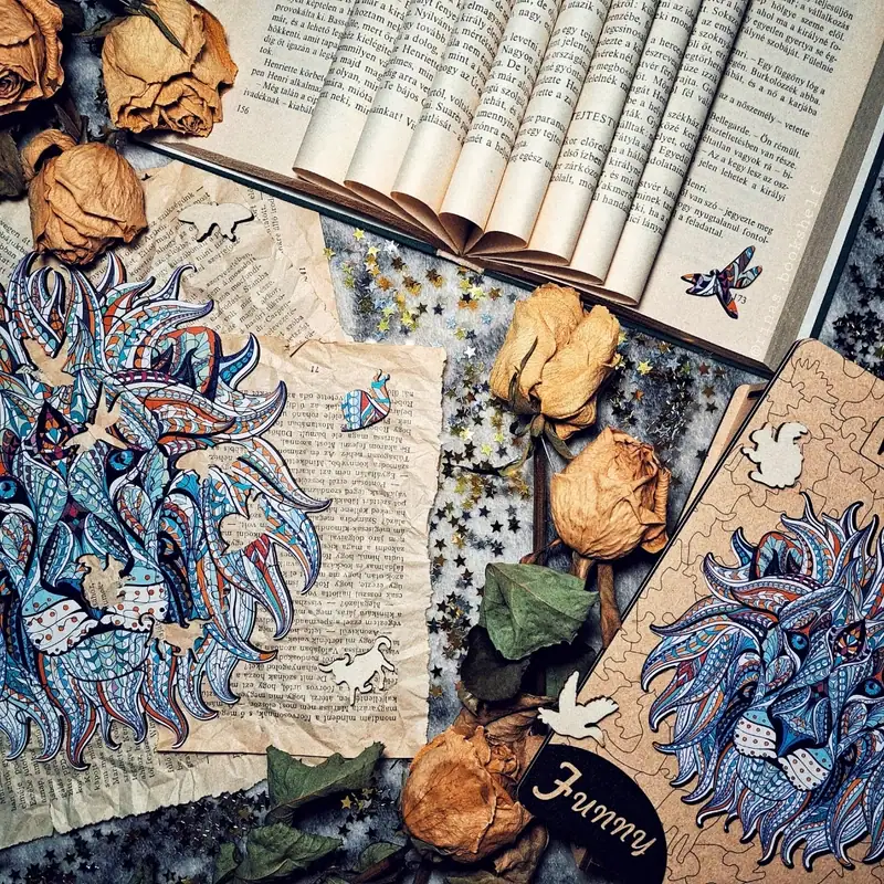 Puzzle de lemn - Leu în iarnă 10 Puzzle de lemn - Leu în iarnă 10