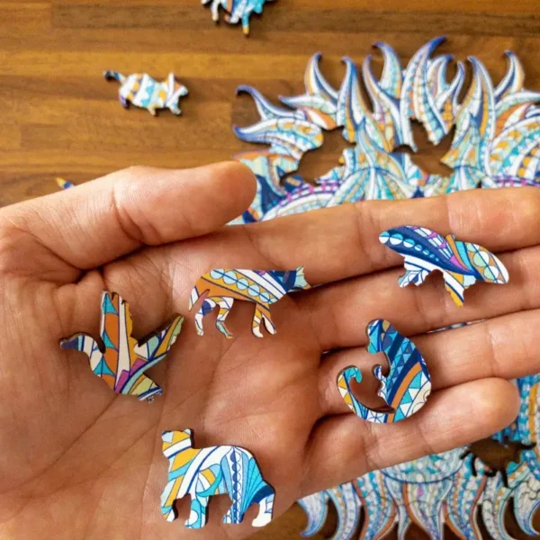 Puzzle de lemn - Leu în iarnă 8
