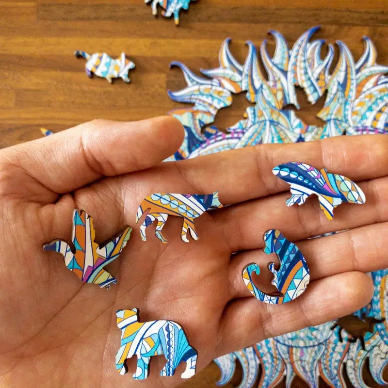 Puzzle de lemn - Leu în iarnă 8 Puzzle de lemn - Leu în iarnă 8