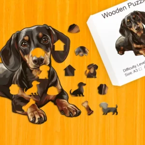 Teckel drăguț - Puzzle din lemn 1