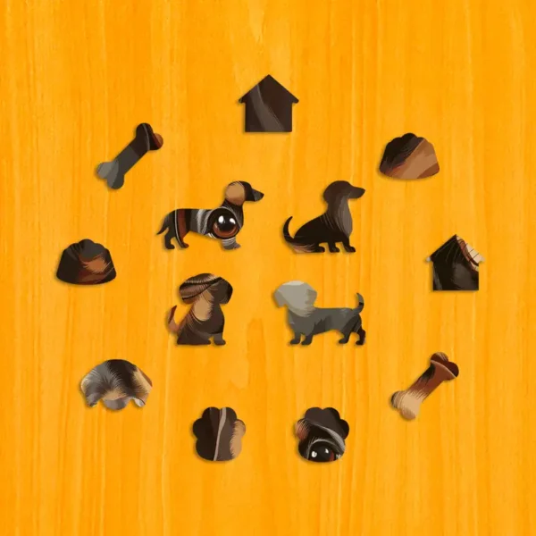 Teckel drăguț - Puzzle din lemn 3