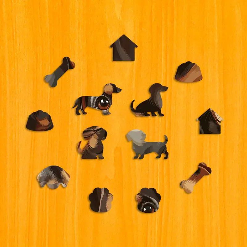 Teckel drăguț - Puzzle din lemn 3 Teckel drăguț - Puzzle din lemn 3