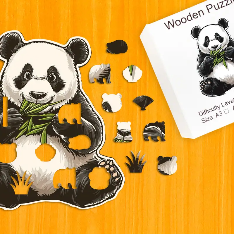 Urs panda flămând - Puzzle din lemn 1