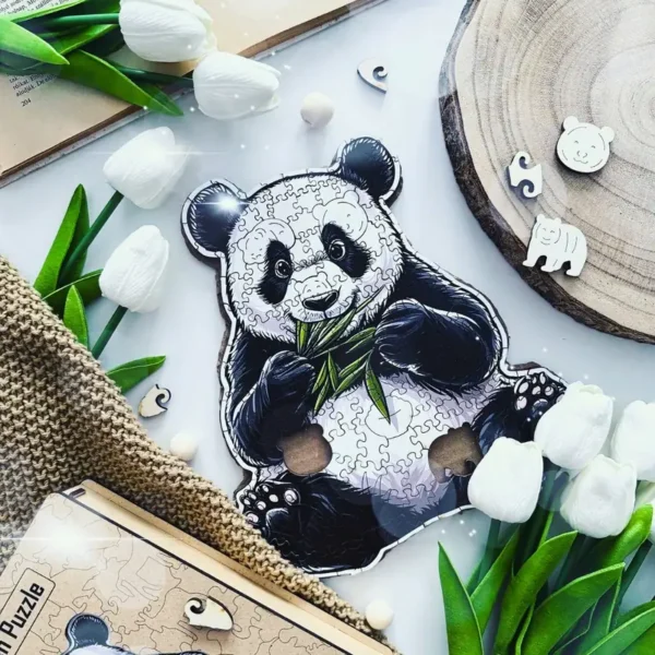 Urs panda flămând - Puzzle din lemn 4