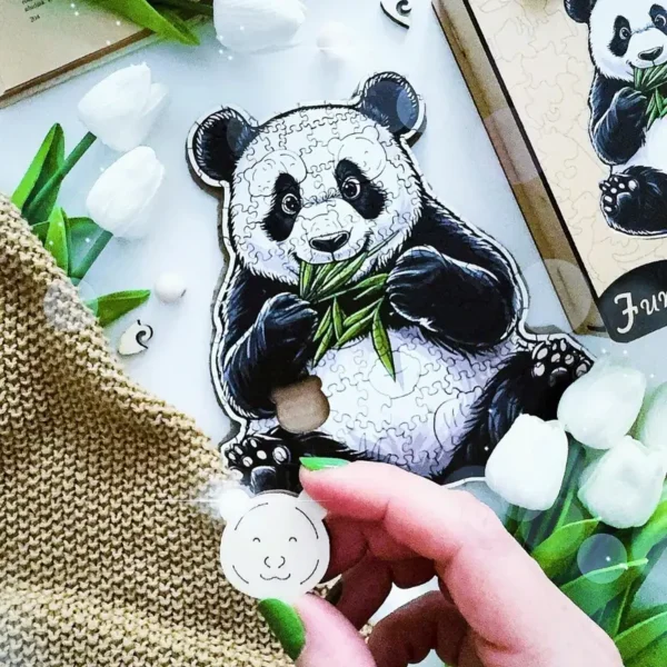 Urs panda flămând - Puzzle din lemn 6