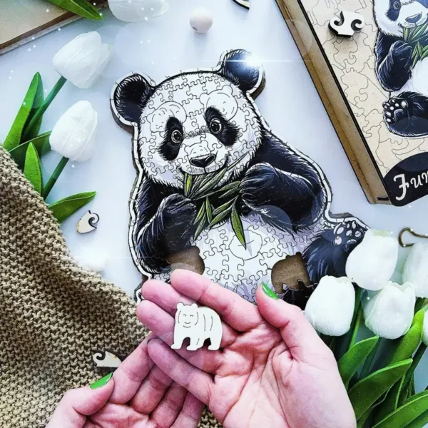 Urs panda flămând - Puzzle din lemn 7