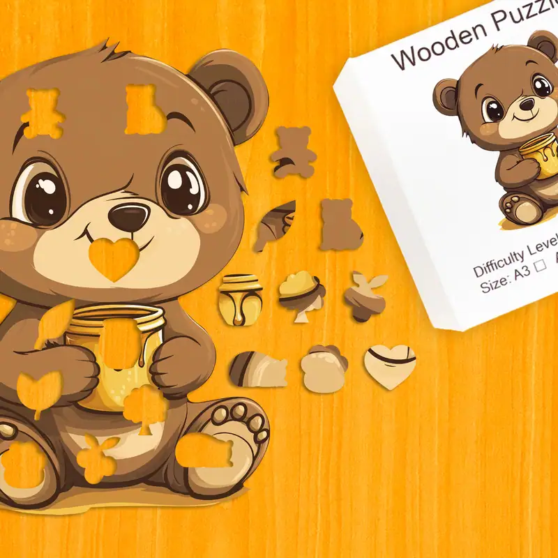 Ursul lacom - Puzzle din lemn 1